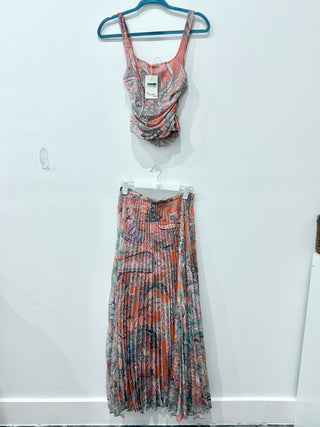 L'Agence Torin Pleated Orange/Light Blue Traditional Paisley, 4