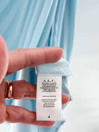 A.L.C. Layla Pleated Strapless Asymmetric Maxi Gown Light Blue Women's Size 4