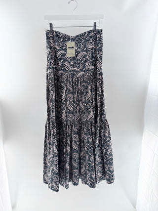 Veronica Beard cotton pattern maxi skirt with slit, 8