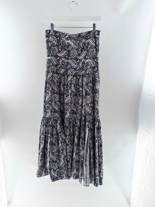 Veronica Beard cotton pattern maxi skirt with slit, 8
