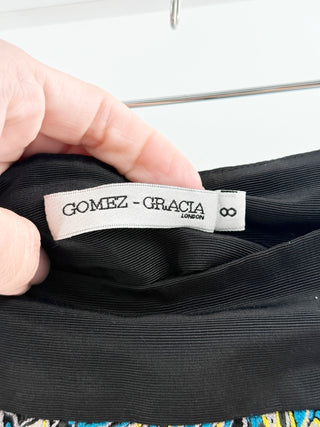 Gomez Gracia London matching set silk blouse and mini skirt, UK 8 / US 4