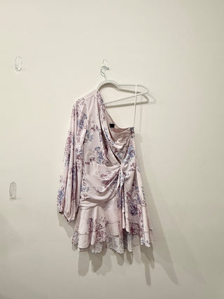 Michael Costello x Revolve floral print mini dress one shoulder, M