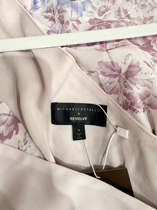 Michael Costello x Revolve floral print mini dress one shoulder, M