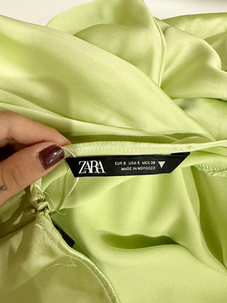 Zara spaghetti strap satin midi dress, S