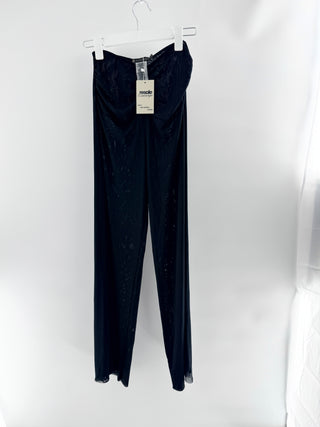 Vix Sanna pants crafted from lightweight semi-sheer mesh fabric, designed with ruched fold-over waistband and flowy wide leg, S