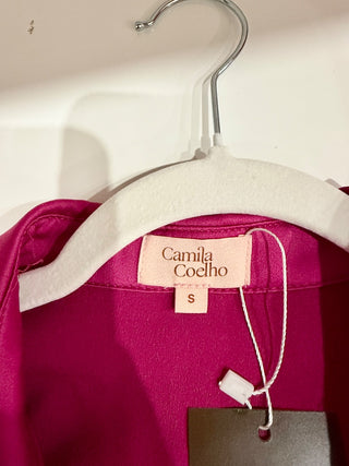 Camila Coelho satin shirt mini dress, S