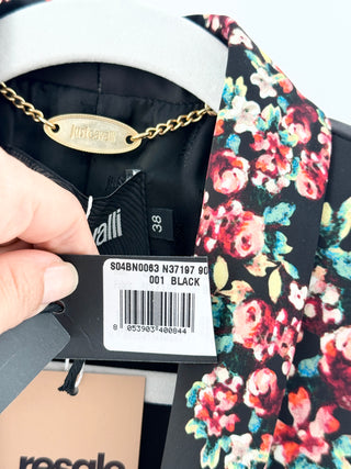 Just Cavalli statement blazer featuring intricate baroque-inspired floral print with structured fit and single-button front closure, 38 IT / US 2