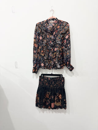 Hemant & Nandita metallic floral set blouse and mini skirt, top S / bottom L