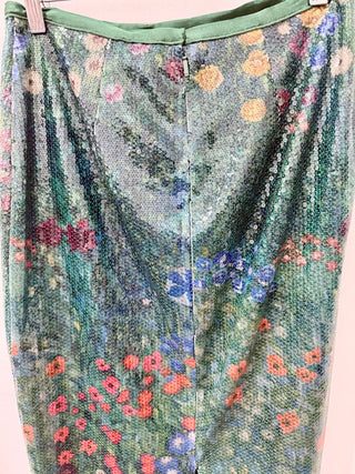 Purificacion Garcia sequin midi skirt floral, 38 / 6
