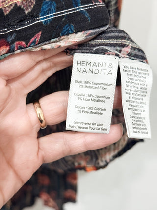Hemant & Nandita metallic floral set blouse and mini skirt, top S / bottom L