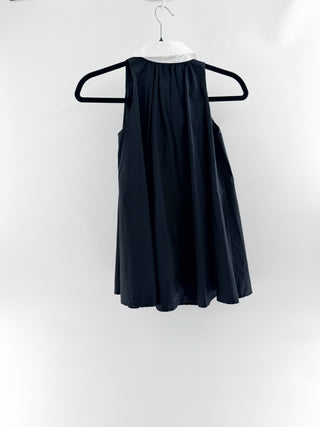 Balmain Sleeveless shirt dress with crisp collar, crest buttons, and A-line silhouette, 8A