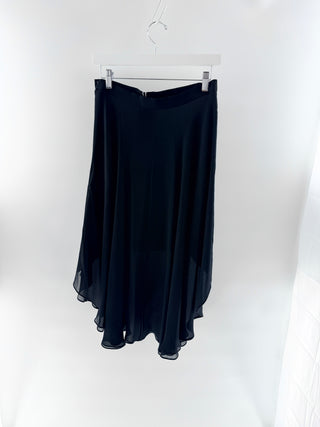 Yves Saint Laurent Silk chiffon high low maxi skirt, 42