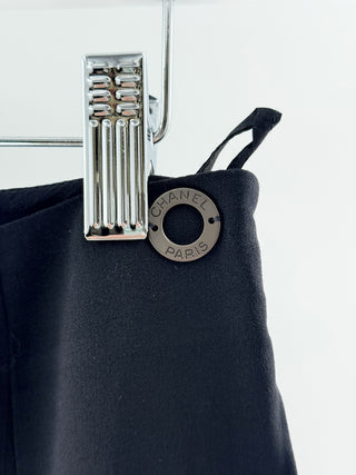 Chanel High waisted straight leg pants with button detail, 34