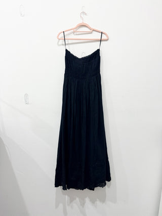 NWT Posse Mylah Strapless Pleated A-Line Maxi Dress Black Women's Size Medium