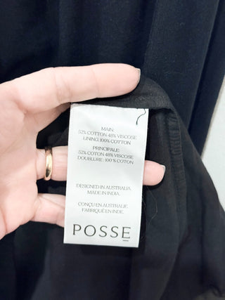 NWT Posse Mylah Strapless Pleated A-Line Maxi Dress Black Women's Size Medium