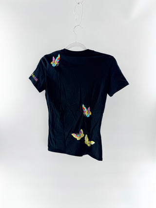 John Galliano T shirt with butterfly embroidery, M