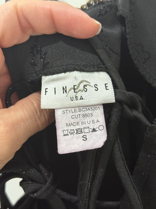 Finesse Sleeveless Silver Thread Bodycon Midi Dress Black Women's Size Small