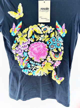 John Galliano T shirt with butterfly embroidery, M