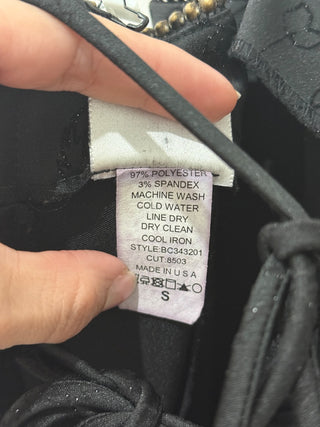 Finesse Sleeveless Silver Thread Bodycon Midi Dress Black Women's Size Small