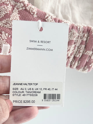 Zimmermann terrycloth crop jeannie halter neck top, US 8