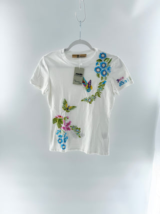 John Galliano T shirt with butterfly embroidery, M