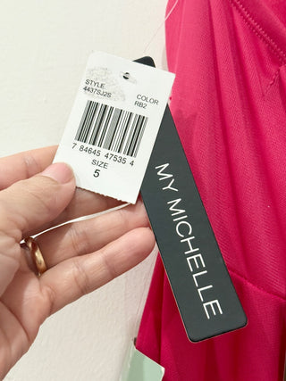 NWT My Michelle Sleeveless Long Gown with Silver Rhinestones Pink Women's 5 / XS