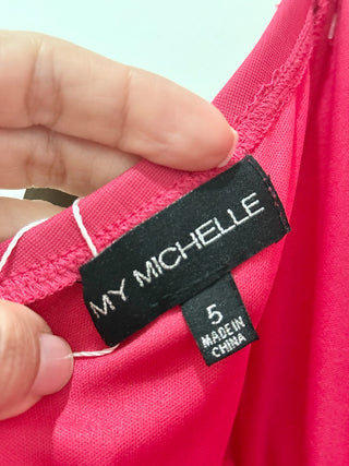 NWT My Michelle Sleeveless Long Gown with Silver Rhinestones Pink Women's 5 / XS