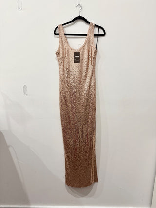 Forever 21 Embellished Sequins Sleeveless Maxi Tank Dress Rose Gold Women's M