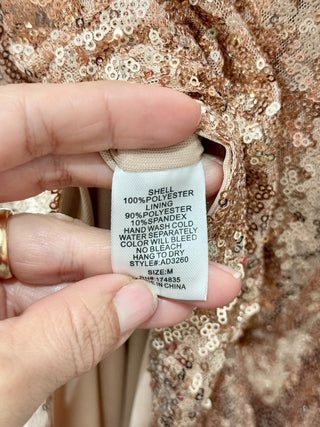 Forever 21 Embellished Sequins Sleeveless Maxi Tank Dress Rose Gold Women's M