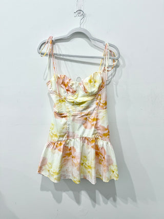 Peppermayo floral orange/yellow mini dress, S