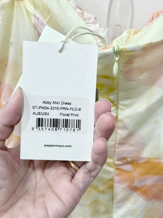 Peppermayo floral orange/yellow mini dress, S