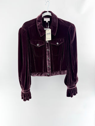 Cinq a sept velvet crop jacket blazer, L