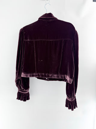 Cinq a sept velvet crop jacket blazer, L