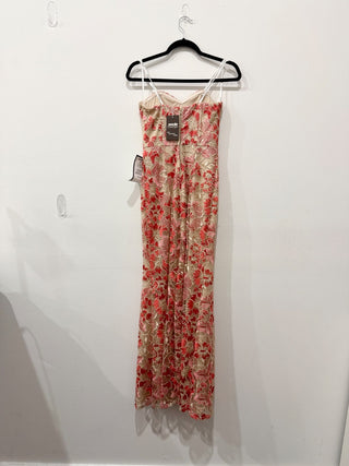 NWT Speechless Embroidered Floral Strapless Long Mermaid Dress Coral/Red 1 / S