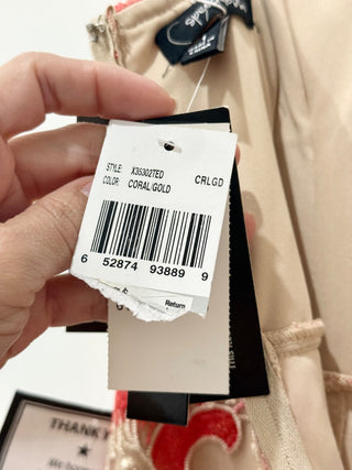 NWT Speechless Embroidered Floral Strapless Long Mermaid Dress Coral/Red 1 / S