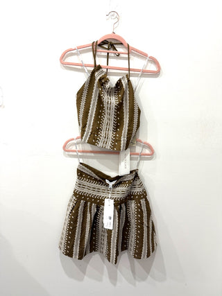 Shona Joy embroidered set: mini skirt and tie back top, 4