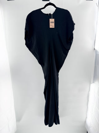 COS Linen Blend Kimono Sleeve Round Neck Long Maxi Dress Black Women's Size 10