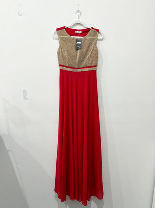 Ideal Belle Sleeveless Embellished Formal Long Dress Red/Gold Women's Size XL