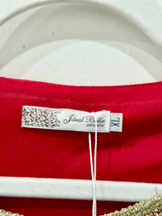 Ideal Belle Sleeveless Embellished Formal Long Dress Red/Gold Women's Size XL