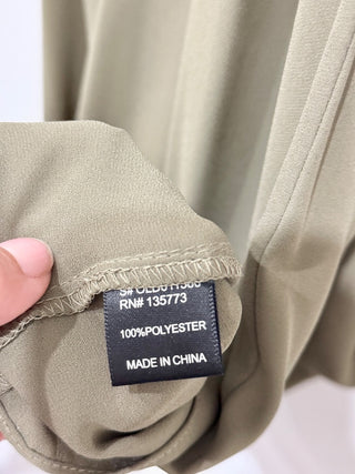 Olivaceous Sleeveless V-Neck Flowy Ruffle Trim Mini Dress Green Women's Small