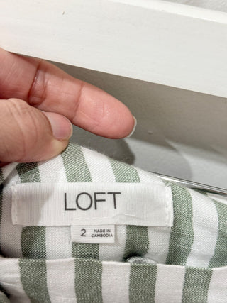 NWT Loft Striped Suit Set: Single Breasted Blazer & Shorts White/Green Women's 2