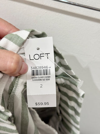 NWT Loft Striped Suit Set: Single Breasted Blazer & Shorts White/Green Women's 2