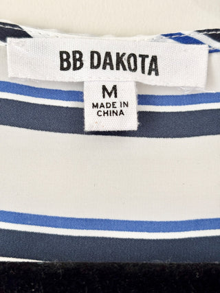 BB dakota white blue striped wrap top, M