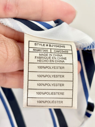 BB dakota white blue striped wrap top, M