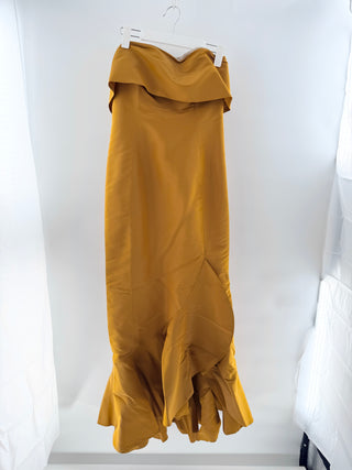 Oscar de la Renta Strapless Mermaid Maxi Dress Yellow Mustard Women's Size 8 fits small 4-6