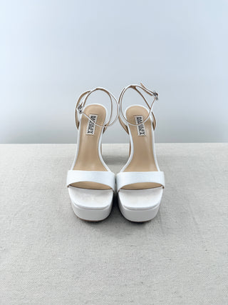 Badgley Mischka platform satin sandals, 6