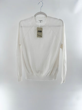 Minnie rose cotton cashmere distressed hem sweater, XS