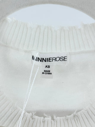 Minnie rose cotton cashmere distressed hem sweater, XS