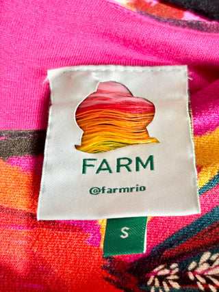 Farm Rio pink red floral jersey midi dress, S