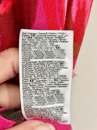 Farm Rio pink red floral jersey midi dress, S